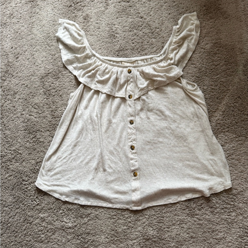 Universal Thread Off Shoulder Ruffle Button Front… - image 4